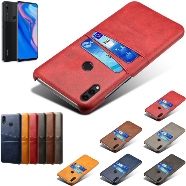 Huawei P smart Z skal fodral skydd skinn läder kort visa - Sort P smart Z