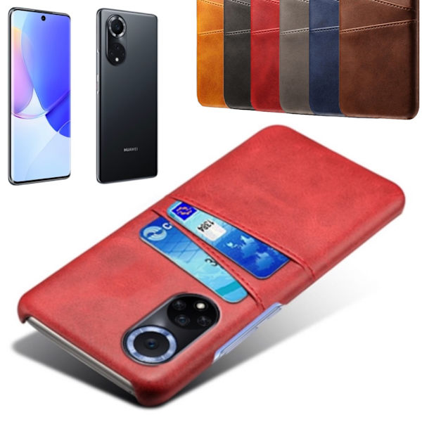 Huawei Nova 9 skal fodral skydd skinn läder kort korthållare - Svart Huawei Nova 9