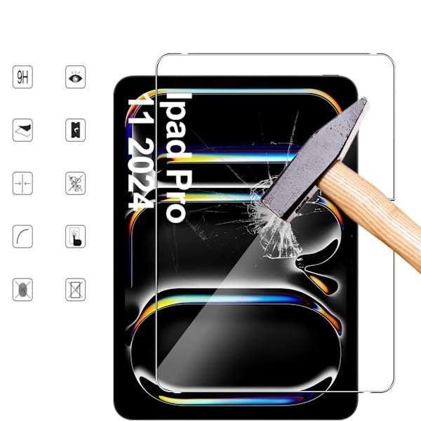 iPad Pro 11 tum M4 2024 skärmskydd härdat glas 9H transparent  