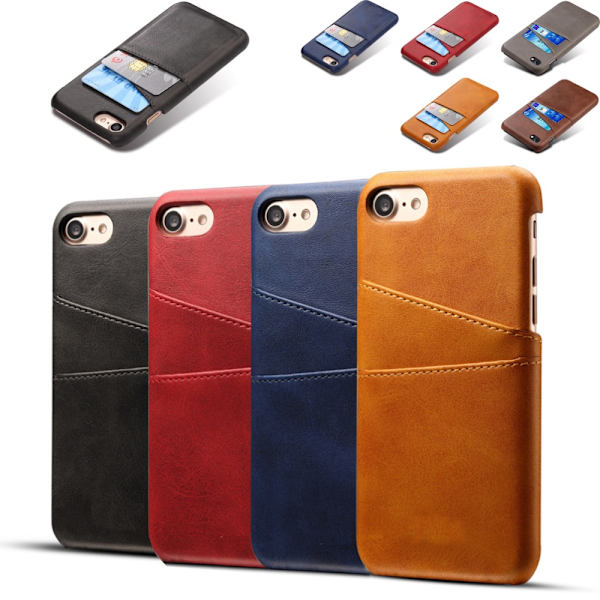Iphone 7/8 beskyttende etui cover læder til kort visa mastercard - Lysebrun / beige iPhone 7/8