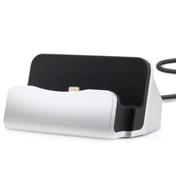 Laddstation USB adapter för Iphone 5 5s SE Silver / svart
