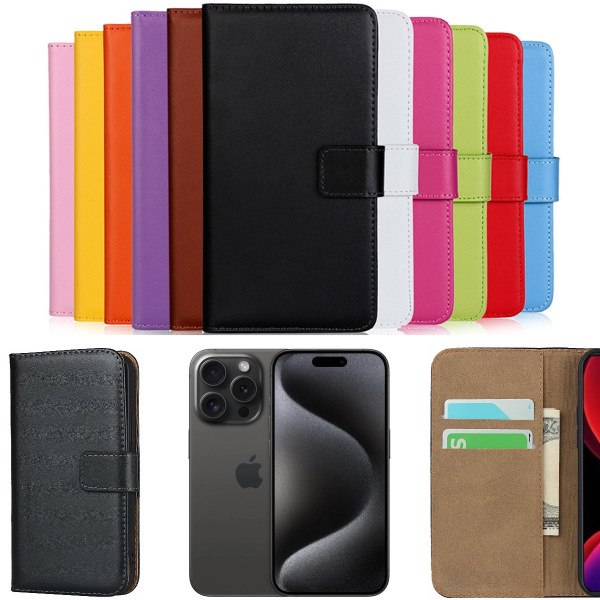iPhone 15 Pro plånboksfodral plånbok fodral skal kort svart - Svart iPhone 15 Pro