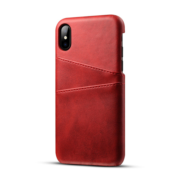 Iphone X/XS suojakotelo nahkaa kortti Visa Mastercard - Punainen iPhone X/XS