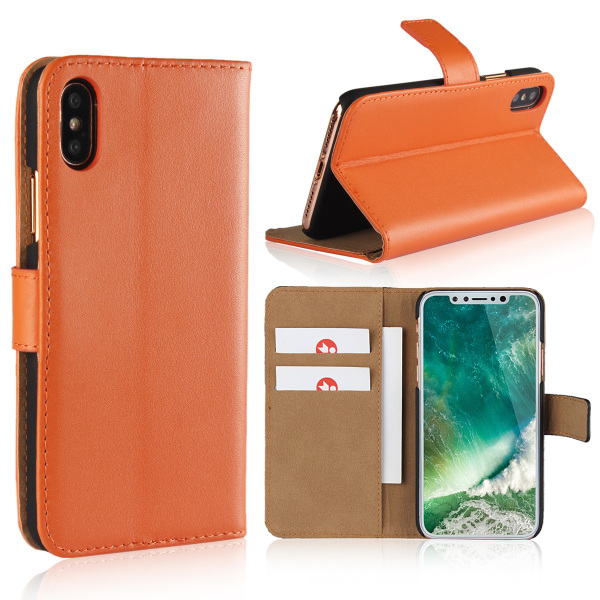 Iphone x/xs/xr/xsmax plånbok skal fodral - Orange Iphone x/xs