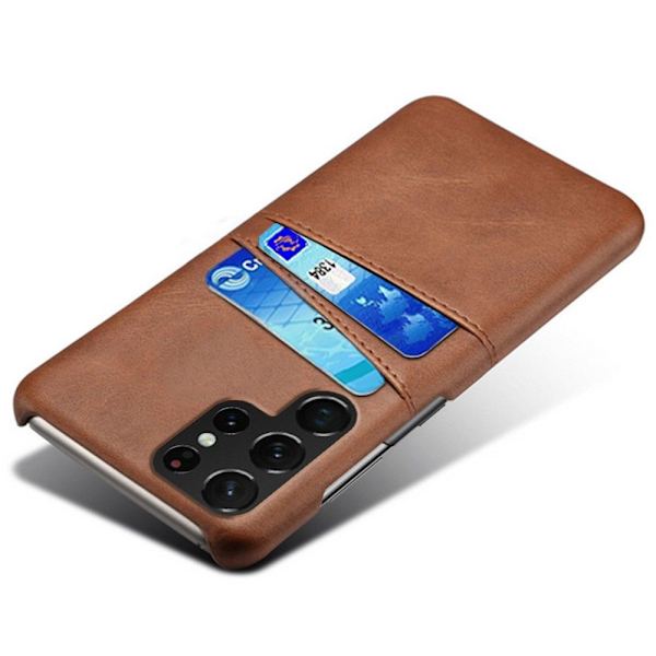 Kortholder Samsung S23 Ultra skal mobilcover i oplader hovedtelefoner - Dark brown Samsung Galaxy S23 Ultra