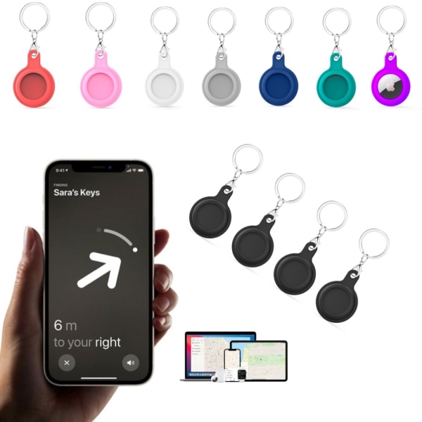 AirTag-kuori / 4 PACK / avainrengaskotelo löytyy iPhonesta / Ipadista - BLACK PINK BLUE RED