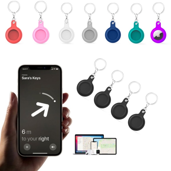 AirTag skal / 4 PAK / nøglering etui find i Iphone / Ipad - BLACK