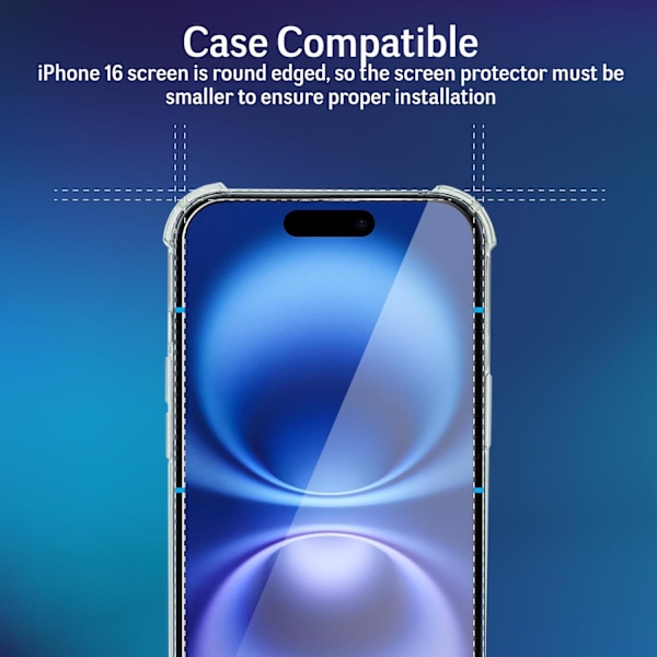 3-pak iPhone 16 Skærmbeskytter Hærdet Glas Premium gennemsigtig