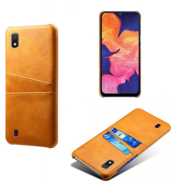 Samsung A10 skal fodral skydd skinn kort visa mastercard amex - Ljusbrun / beige A10