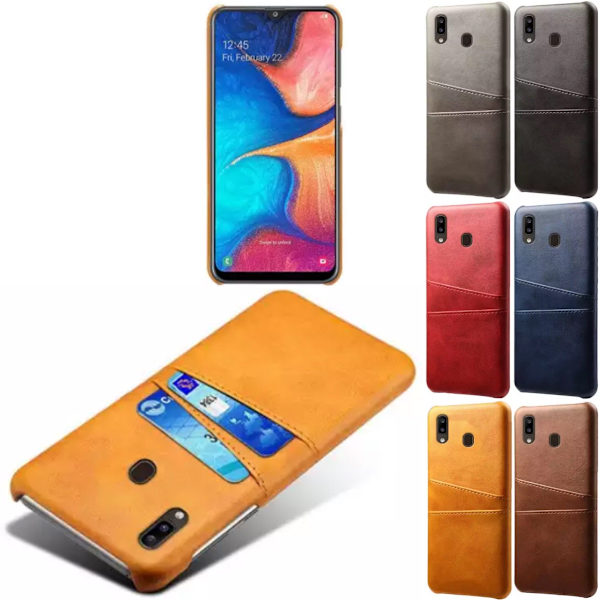 Samsung A40 etui cover beskyttelse læder kort visning mastercard - Grå A40