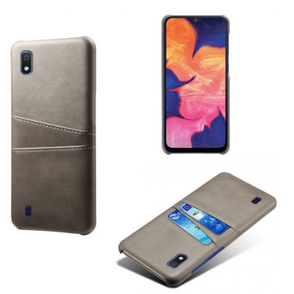 Samsung A10 etui cover beskyttelse læder kort visa mastercard amex - Grå A10