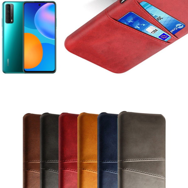 Huawei P smart 2021 -kotelo suojakotelo nahka korttipaikka - Musta P smart 2021