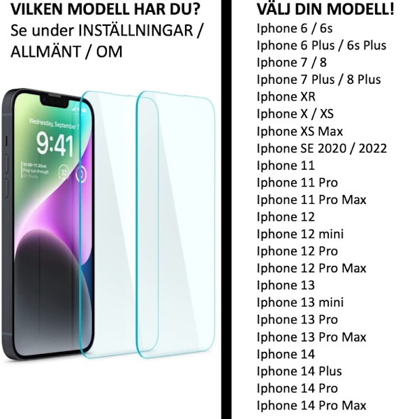 2st skärmskydd Iphone 14/13/12/11/SE/XR/X/8/7/6 pro/mini/plus - Transparent iPhone 6 Plus