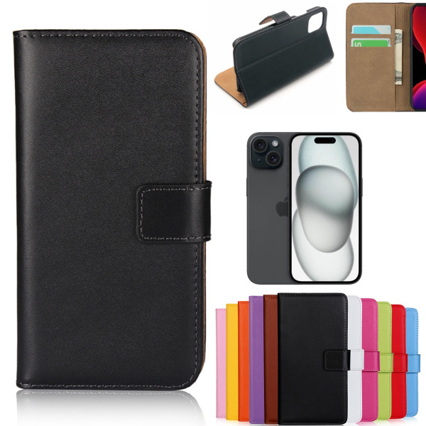 iPhone 15 pung etui pung etui cover beskyttelse kort sort - Sort iPhone 15