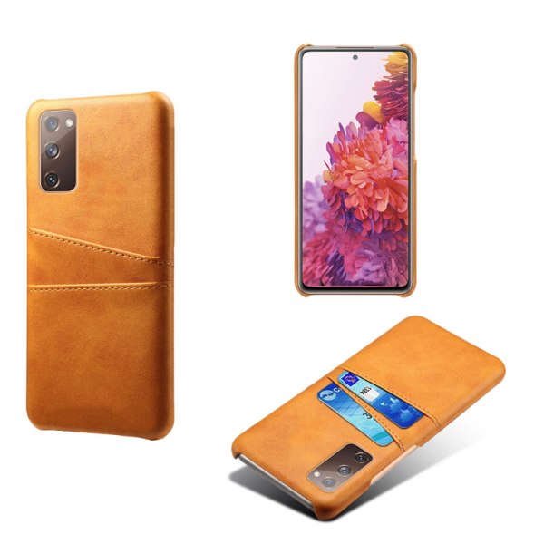Samsung S20 Plus beskyttelsescover etui læderkort visa mastercard - Lysebrun / beige S20+