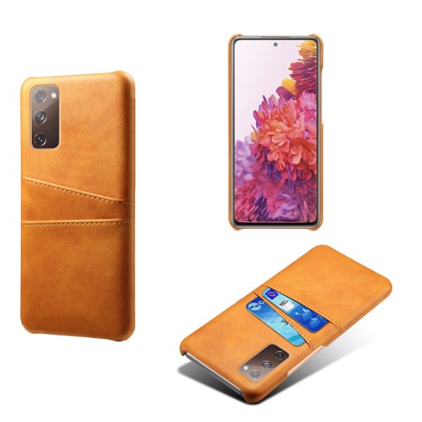 Samsung S20 Plus beskyttende etui cover læder kort visa mastercard - Lysebrun / beige S20+