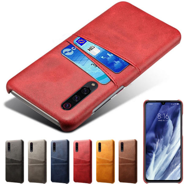 Samsung Galaxy A50 cover etui beskyttelse læder kort vis amex - Grå A50