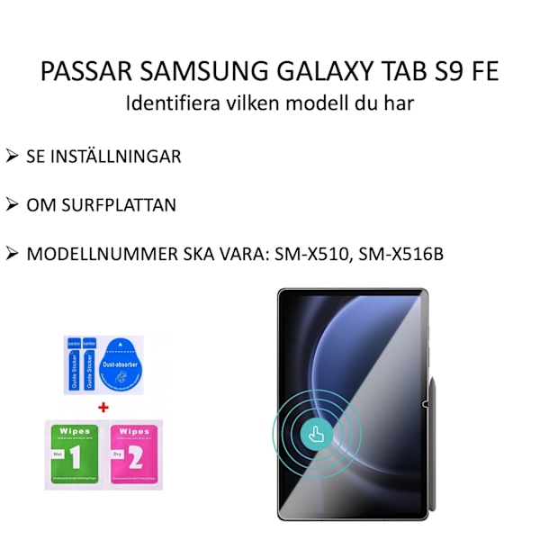 Samsung Galaxy Tab S9 FE skærmbeskytter hærdet glas 9H gennemsigtig  