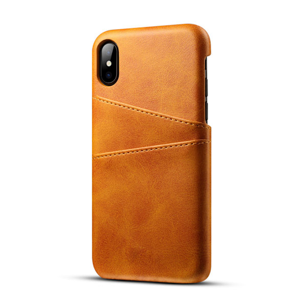 Iphone XS Max skydd skal fodral skinn läder kort visa amex - Ljusbrun / beige iPhone XS Max