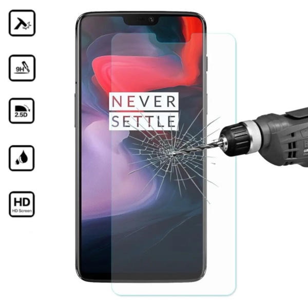 OnePlus 6 näytönsuoja 9H sopii kuoriin, koteloon, kuulokkeisiin - Transparent OnePlus 6