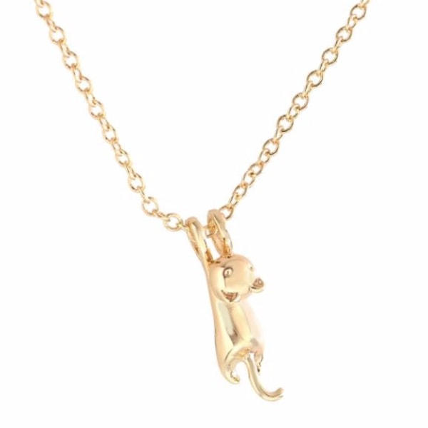 Halsband med hänge katt guldfärgad smycke berlock guld