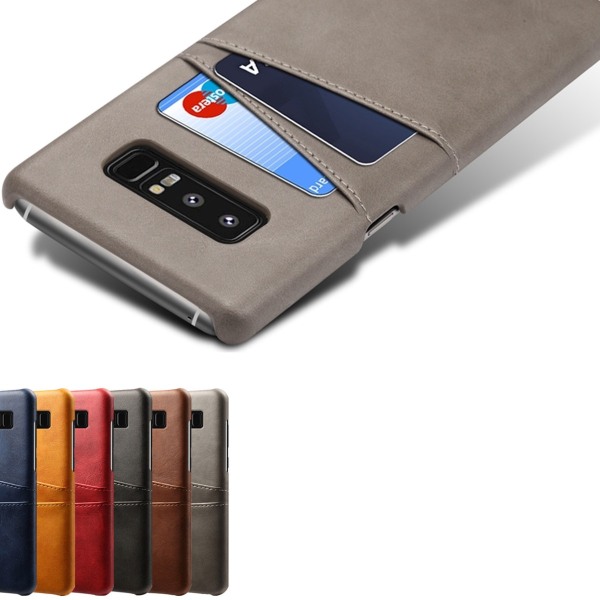 Samsung Note8 skal fodral skydd skinn kort visa mastercard - Ljusbrun / beige Note8