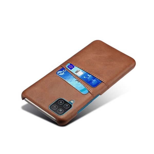 Kortholder Samsung A12 cover mobilcover hul til oplader hovedtelefoner - Brun Samsung Galaxy A12