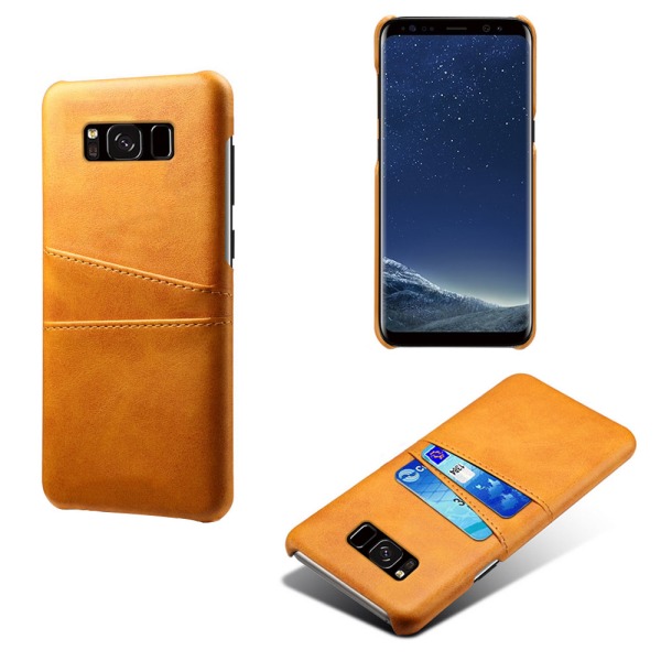 Samsung S8 beskyttelsesskal etui læderkort visa amex mastercard: Lysebrun / beige Samsung Galaxy S8