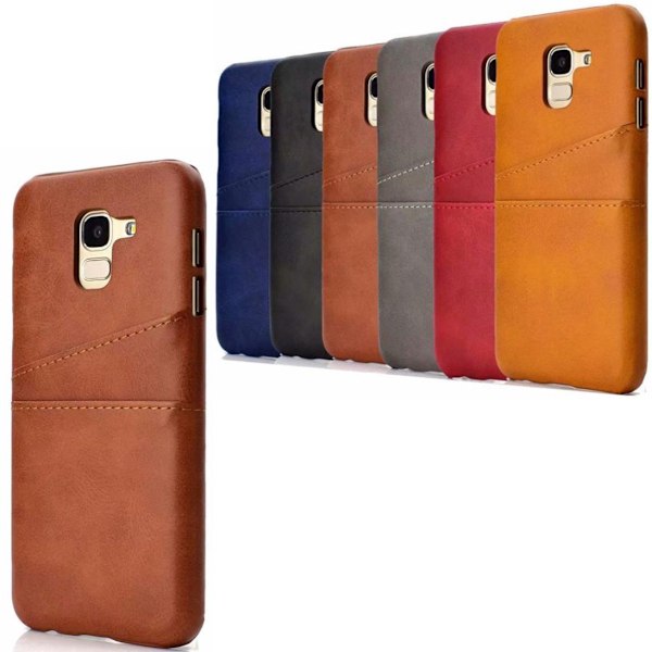 Samsung J6 cover etui beskyttelse læder kort visa mastercard - Sort J6
