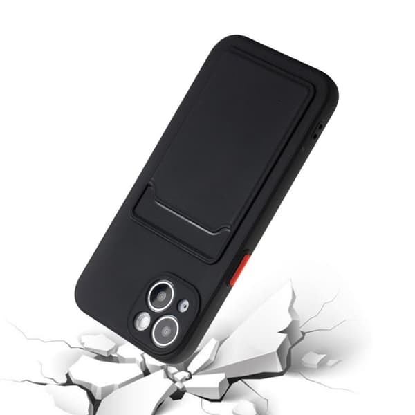 Sort kortholder etui til iPhone 15 Pro/ProMax/Plus - Black IPHONE 15 PLUS