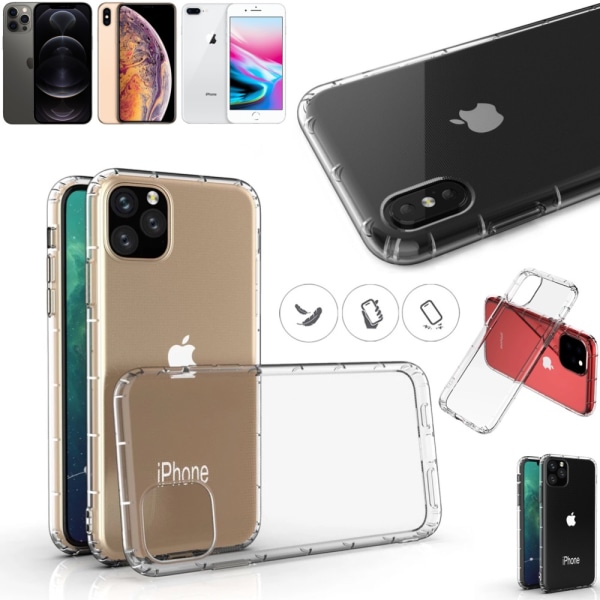 Iphone 11/12/13/XS/X/XR/8/7/6 kuori kotelo cushion pro/mini/plus- Transparent IPHONE 13 CASE