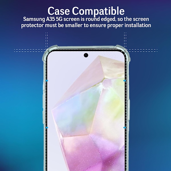 3-pakkia Samsung Galaxy A35 Tempered Glass -näytönsuojia Premium läpinäkyvä