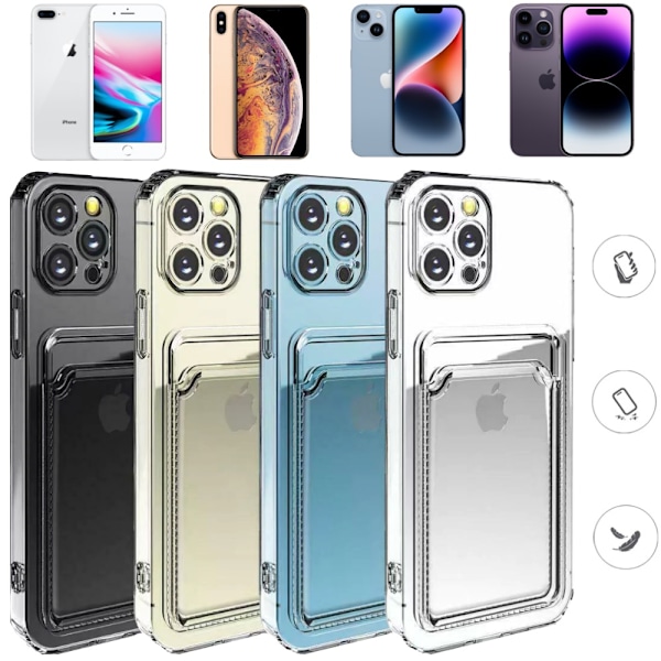 Iphone 14/13/12/11/XS/XR/SE/8/7/6 skal korthållare fodral slot - Transparent Iphone 7+ / Iphone 7 Plus