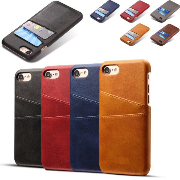 Iphone 7/8/SE 2022/2020 beskyttende etui cover læder kortholder - Sort iPhone 8/7/SE gen 2/3