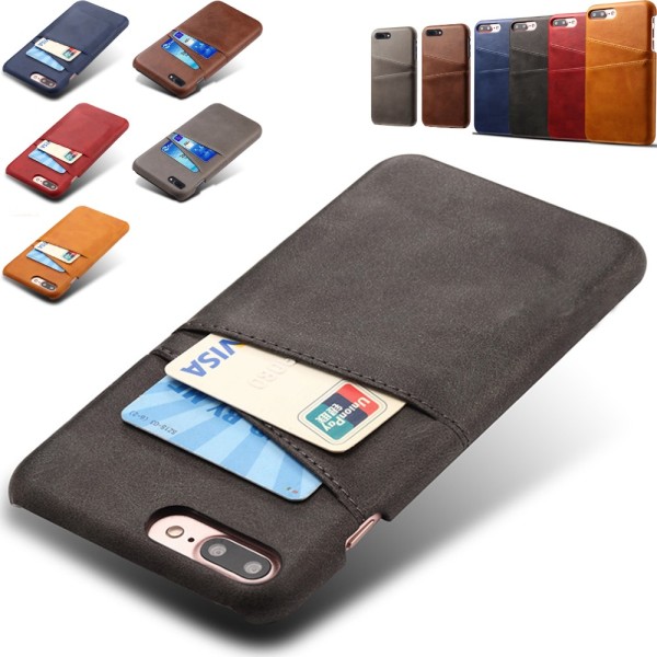 Iphone 7 Plus 8 Plus + beskyttelsescover etui kort visa mastercard - Lysebrun / beige iPhone 7+/8+