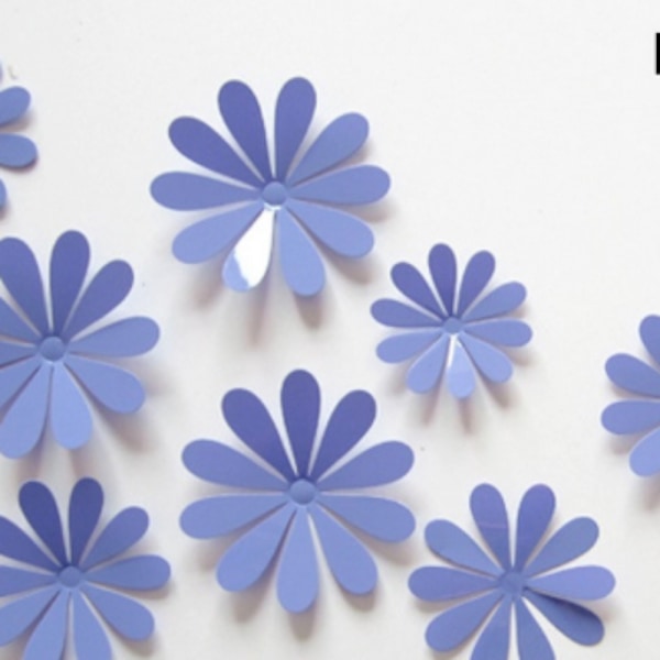 12 pack dekorativa blommor till vägg tavla inredning Lila / blå