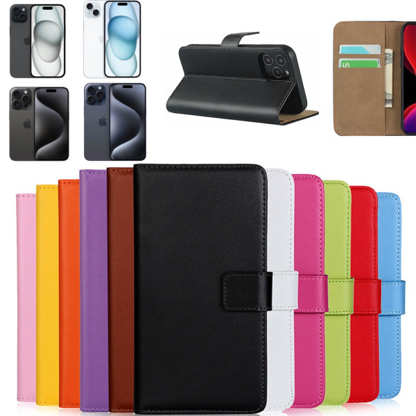 Iphone 15 Pro/ProMax/Plus plånbok skal fodral skydd - Brun Iphone 15 Pro