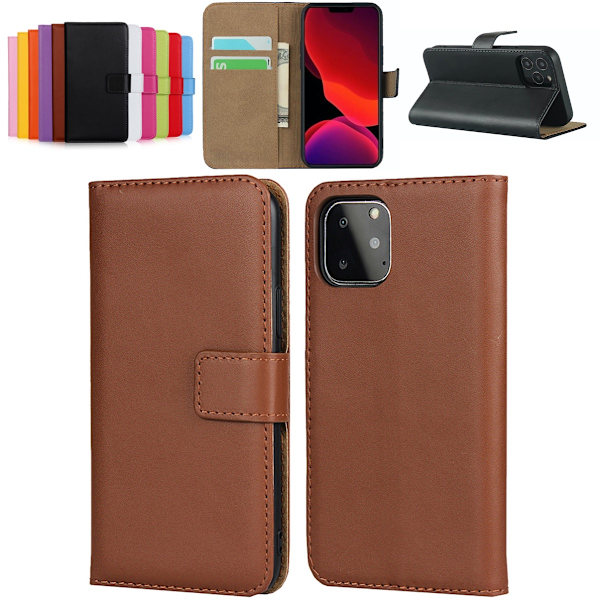iPhone 11 pung etui pung etui cover beskyttelse kort brun - Brun iPhone 11