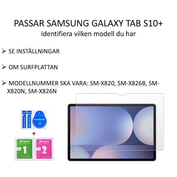 Samsung Galaxy Tab S10+ Plus skærmbeskytter hærdet glas 9H gennemsigtig  