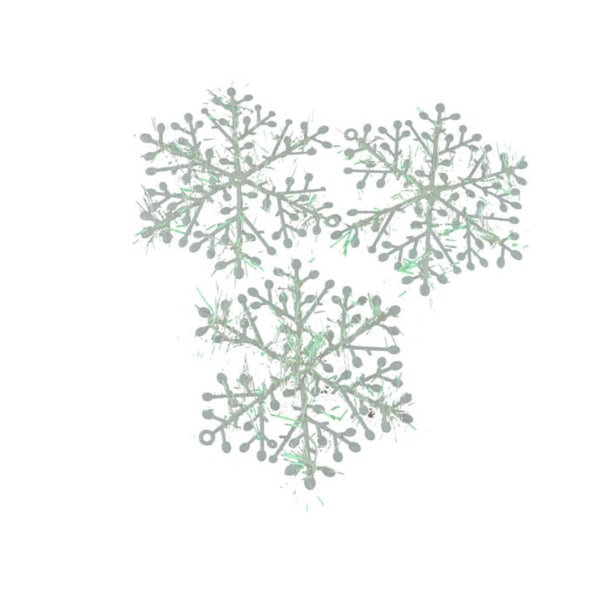15 pack snöflingor, vita glitter jul dekoration pynt gran Vit / silver