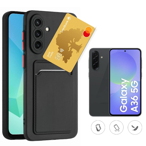 Samsung Galaxy A36 skal mobilskal korthållare slot svart SVART  