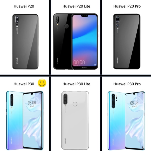 Huawei P30 -kotelo, korttikotelo, jossa on aukot laturille ja kuulokkeille Black