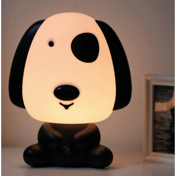 Lampa hund barnrum inredning dekorera barn bordslampa Svart / vit