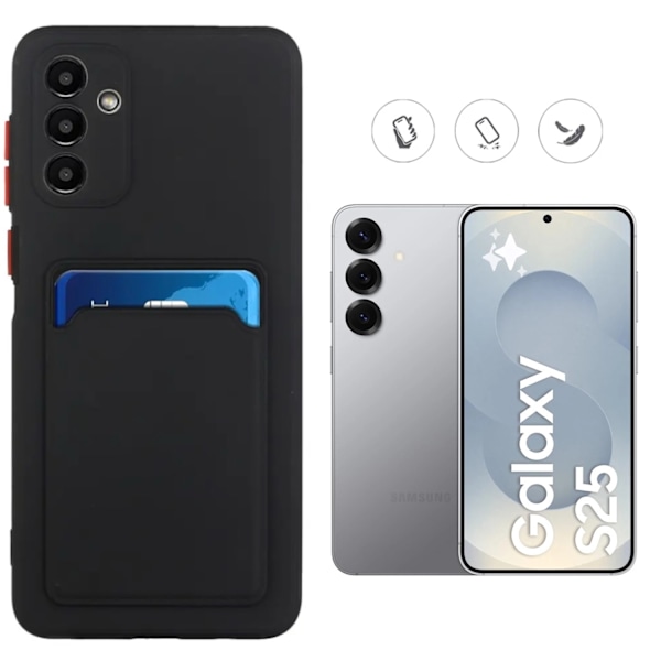 Samsung Galaxy S25 kuori puhelinkuori korttipidike paikka BLACK  