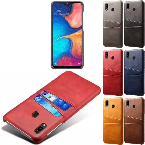 Samsung A40 etui cover beskyttelse læder kort visning mastercard - Lysebrun / beige A40