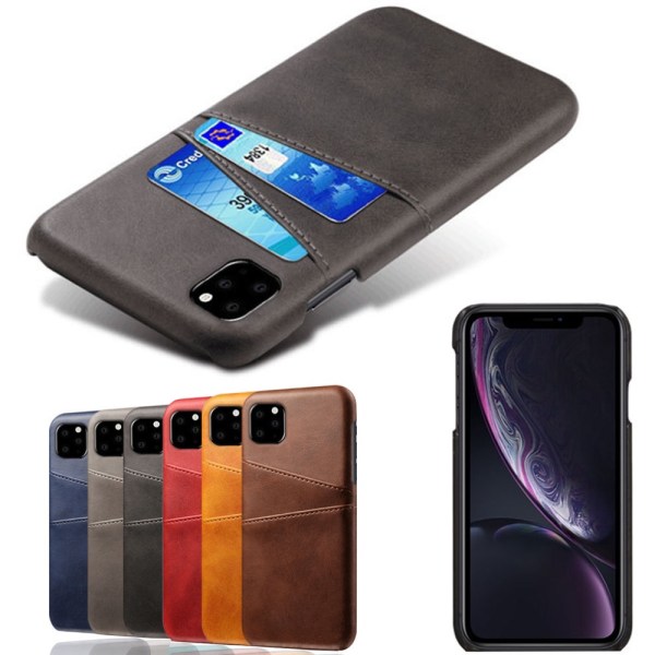 Iphone 12 mini skydd skal fodral skinn läder kort visa amex - Ljusbrun / beige iPhone 12 mini