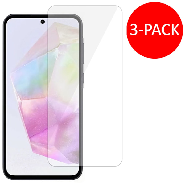 3-pakkia Samsung Galaxy A35 Tempered Glass -näytönsuojia Premium läpinäkyvä
