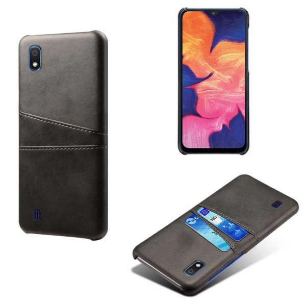 Samsung A10 etui cover beskyttelse læder kort visa mastercard amex - Sort A10