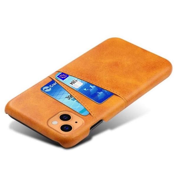 Kortholder til iPhone 14 - Etui med plads til kort og oplader Dark brown iPhone 14
