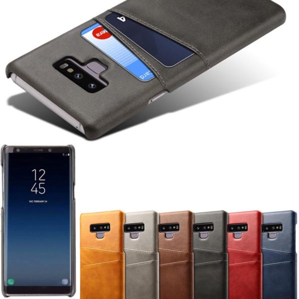 Samsung Note9 -kotelo suojakotelo nahka kortti Visa Mastercard - Harmaa Note9